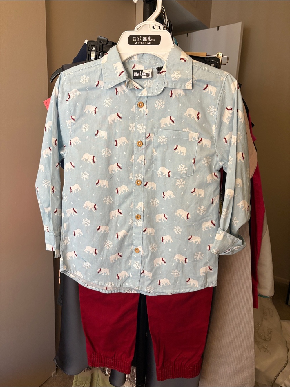 Kids Light Blue Polar Bear Print Pajama Top by Mirk Muck